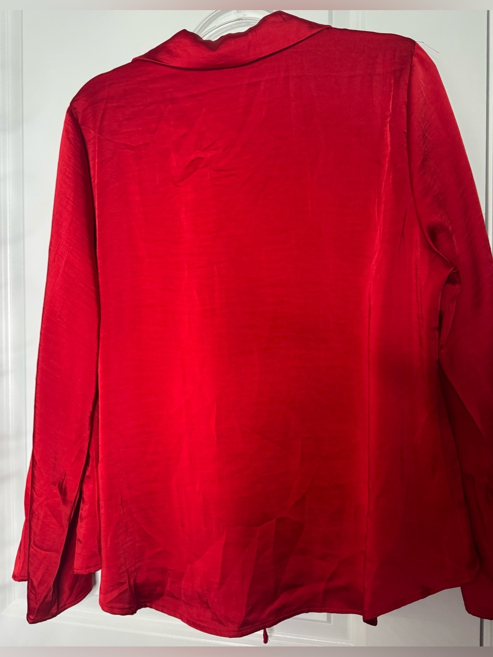 a new day Red Satin Tie-Front long sleeve blouse sz xxl event formal - Picture 6 of 6